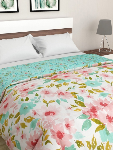 

Home Centre White & Pink Floral Printed Summer Cotton150 GSM Double Bed Comforter