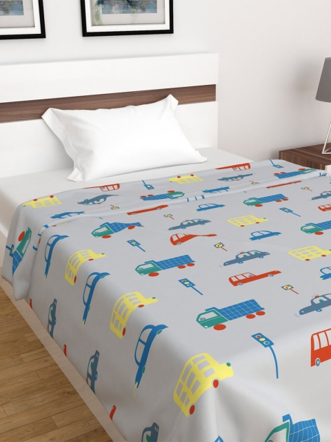 

Home Centre Grey & Blue Geometric Summer 210 GSM Single Bed Flannel Blanket