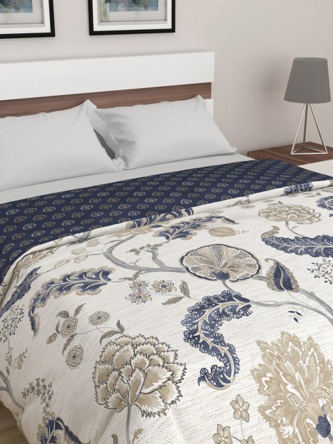 

Home Centre White & Navy Blue Ethnic Motifs Summer 150 GSM Double Bed Comforter