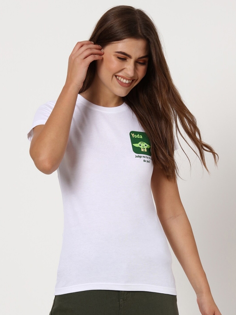 

Bewakoof Women White Yoda- Judge Me by My Side Printed T-shirt