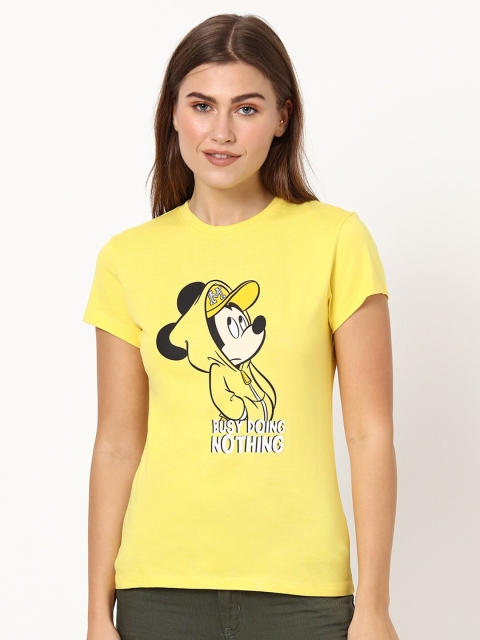 

Bewakoof Women Yellow Printed T-shirt