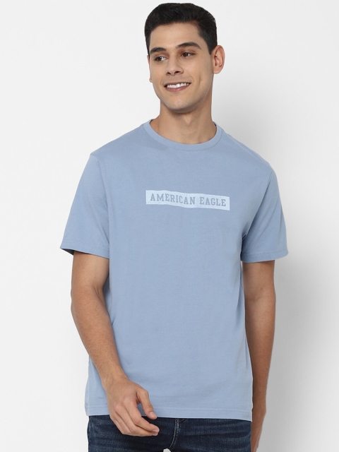 

AMERICAN EAGLE OUTFITTERS Men Blue Pure Cotton Typography Printed T-shirt