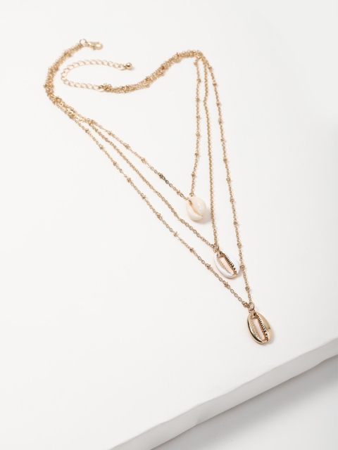

FOREVER 21 Gold-Toned & White Cowrie Shell Layered Chain