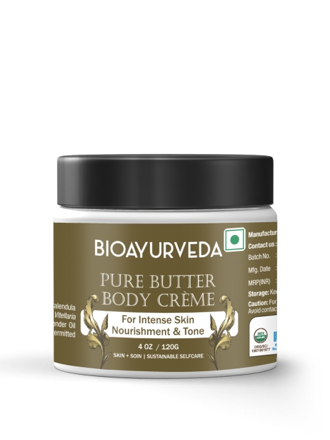 

BIOAYURVEDA Unisex Pure Butter Body Crme For Intense Skin Nourishment - 120g, Green