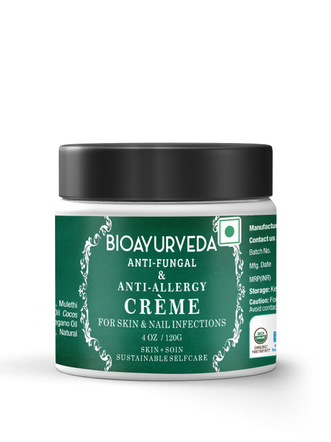 

BIOAYURVEDA Unisex Anti-Fungal & Anti-Allergy Nail Infections Cream For Skin 120g, Green