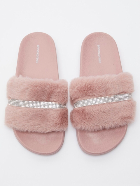 

shoexpress Girls Pink Plush Sliders