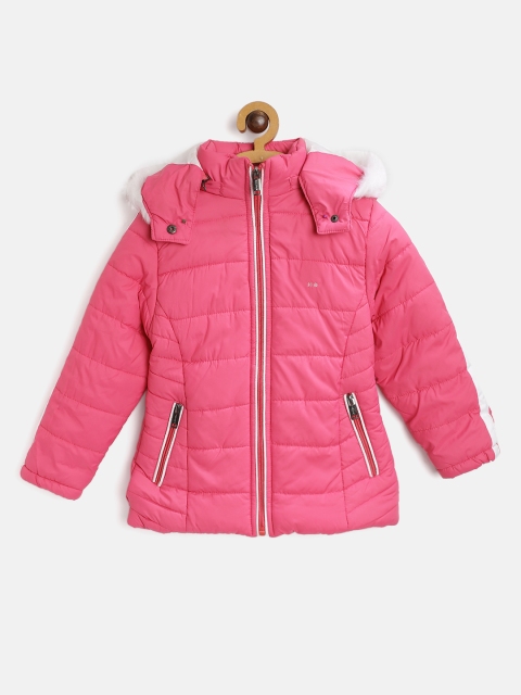 

Okane Girls Pink Solid Parka Jacket with Detachable Hood