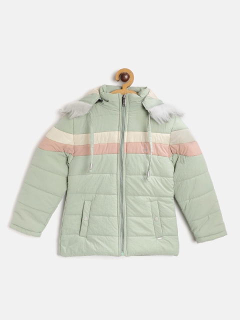 

Okane Girls Sage Green Solid Parka Jacket with Detachable Hood