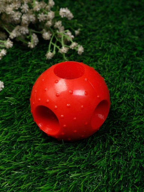 

WIGGLE TWIDDLE Red Rubber Hole Dental Ball