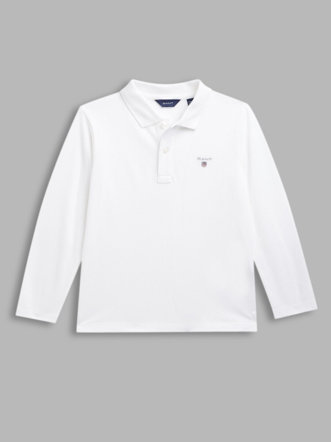 

GANT Boys White Henley Neck Applique Slim Fit T-shirt