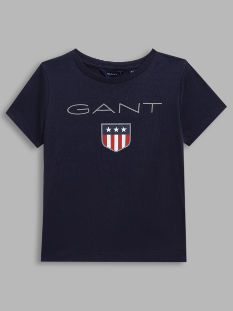 

GANT Unisex Kids Navy Blue Applique Slim Fit T-shirt
