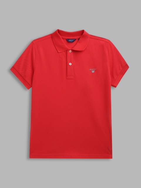 

GANT Boys Red Polo Collar Slim Fit T-shirt