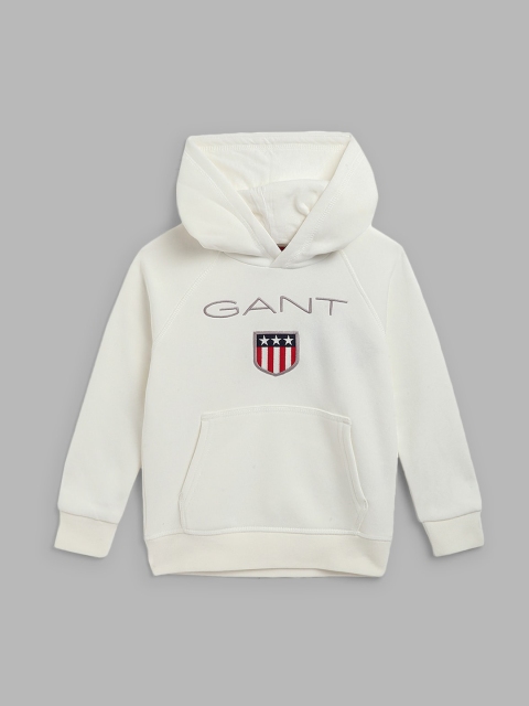 

GANT Boys Off White Brand Logo Printed Hooded Sweatshirt