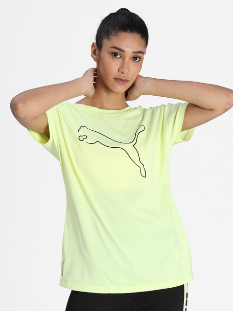 

Puma Women Yellow Printed Training Relaxed Running T-shirt