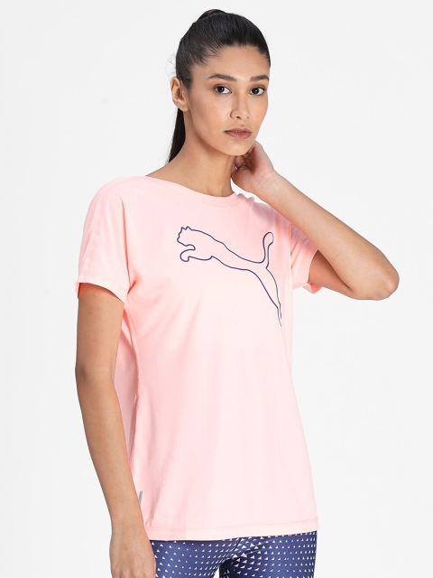 

Puma Women Peach Brand Logo Printed Training Relaxed T-Shirt