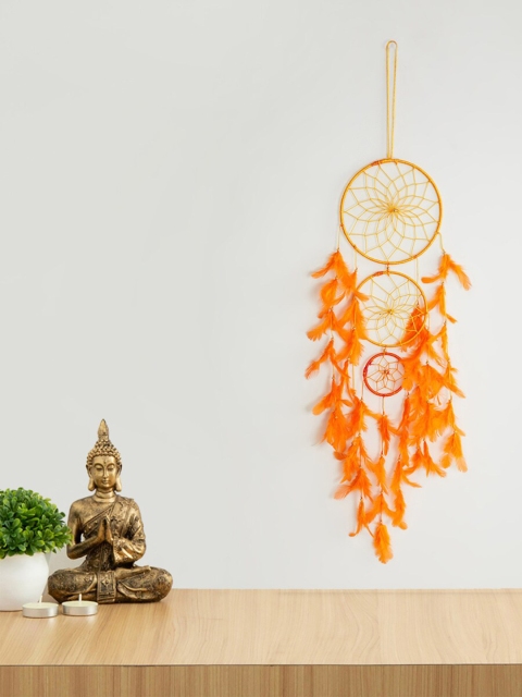 

Home Centre Orange & Gold-Toned Beaded Dream Catcher
