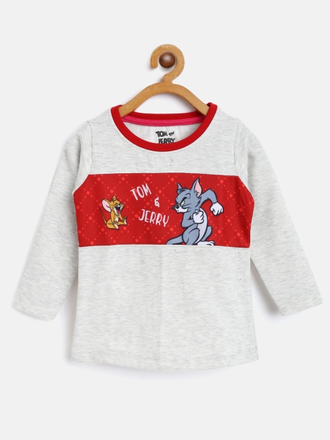 

Eteenz Girls Grey Melange & Red Tom & Jerry Print Sweatshirt