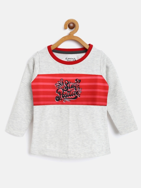 

Eteenz Girls Grey Melange & Red Typography Print Sweatshirt