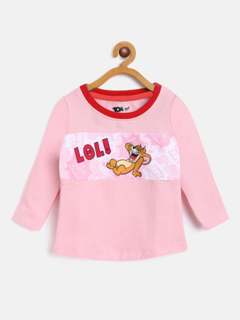 

Eteenz Girls Pink & White Jerry Printed Cotton Sweatshirt