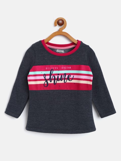 

Eteenz Girls Navy Blue & Pink Typography Printed Cotton Sweatshirt