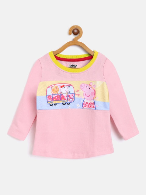 

Eteenz Girls Pink & Yellow Peppa Pig Printed Cotton Sweatshirt