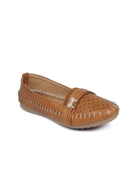 

The Desi Dulhan Women Brown Woven Design Ballerinas Flats