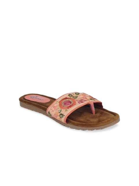 

The Desi Dulhan Women Peach Embellished Open Toe Flats
