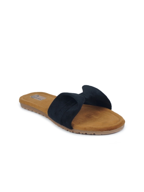 

The Desi Dulhan Women Black Open Toe Flats with Bows