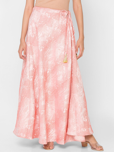 

Ethnicity Women Peach Printed Flared Maxi-Skirt