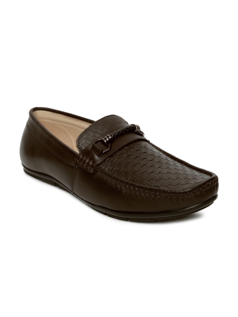 

LOUIS STITCH Men Brown Textured Leather Loafers