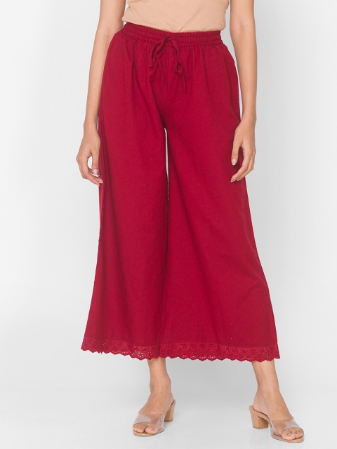 

Ethnicity Women Maroon Cropped Cotton Flex Ethnic Palazzos