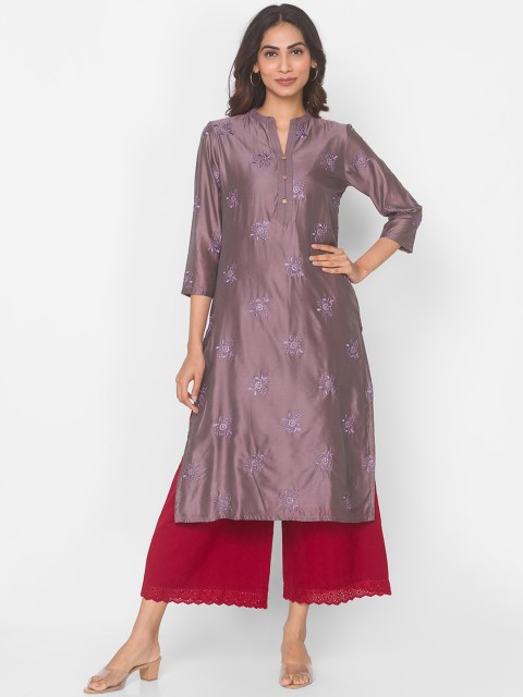 

Ethnicity Women Black Ethnic Motifs Embroidered Kurta