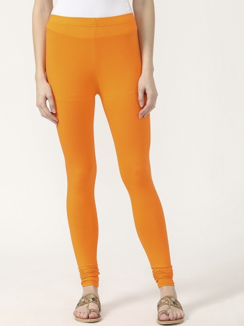 

V2 Value & Variety Women Orange Solid Cotton Churidar-Length Leggings