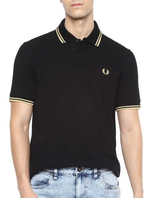 

Fred Perry Men Black Twin Tipped Cotton Polo Collar T-shirt