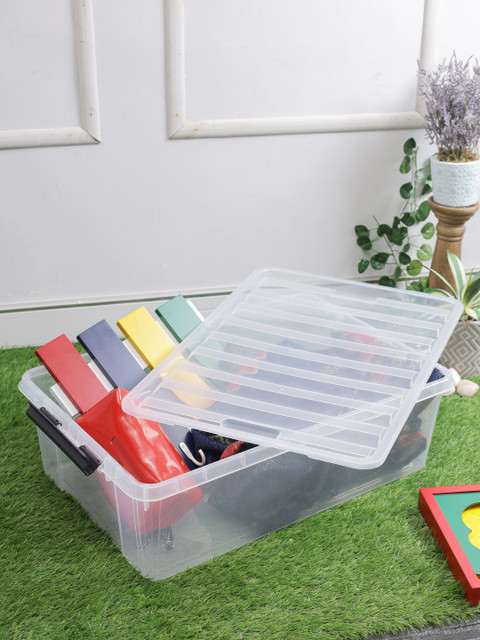 

Lock & Lock Transparent Solid Easy Clip Reusable Plastic Storage Box 30L