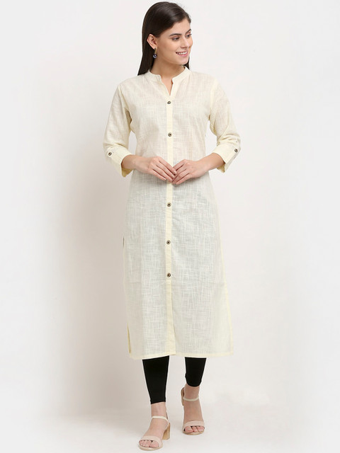 

GRACIT Women Cream-Coloured Solid Kurta