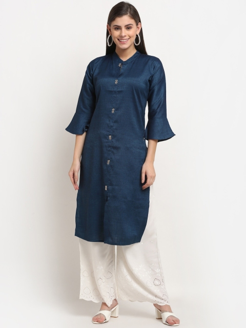 

GRACIT Women Blue Flared Sleeves Floral Pathani Kurta