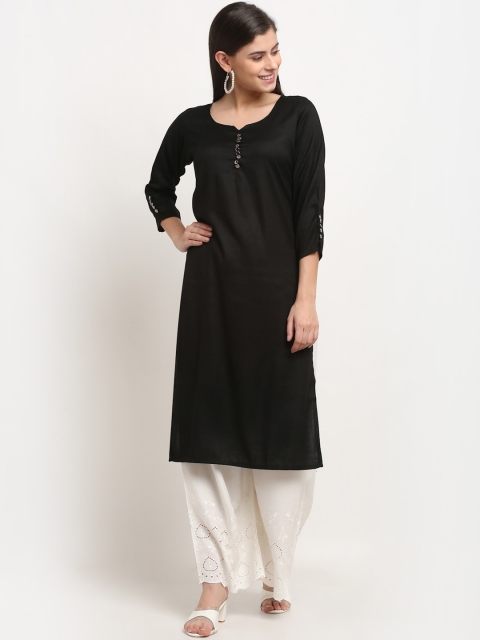 

GRACIT Women Black Thread Work Kurta