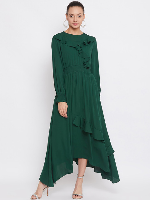 

CAMLA Green Layered And Ruffled Maxi Dress
