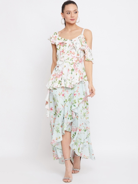 

CAMLA Off White Floral Fluttered Maxi Dress
