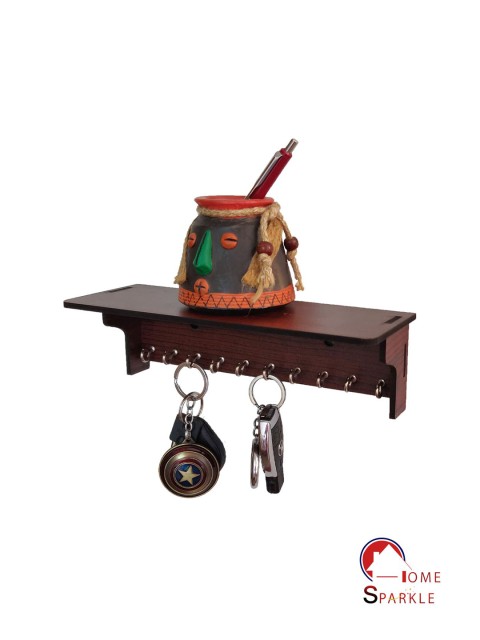 

Home Sparkle Brown Wooden Key Holder With 10 Hooks