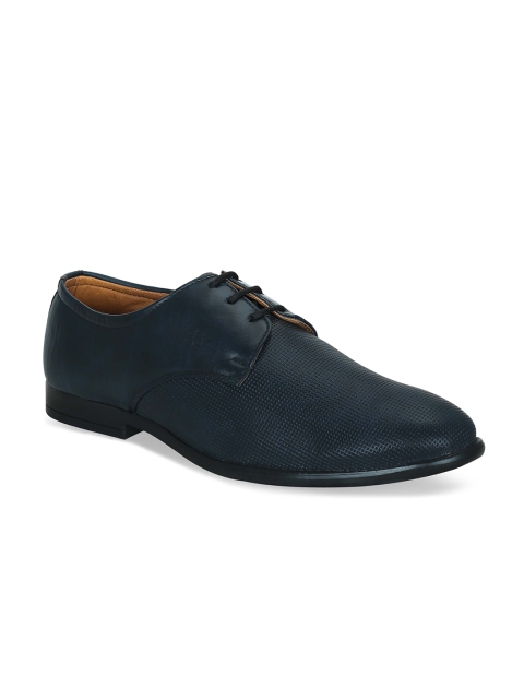 

Get Glamr Men Navy Blue Textured Formal Derbys