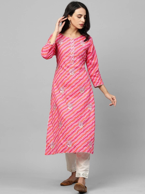 

FASHOR Women Peach-Coloured Anarkali Kurta