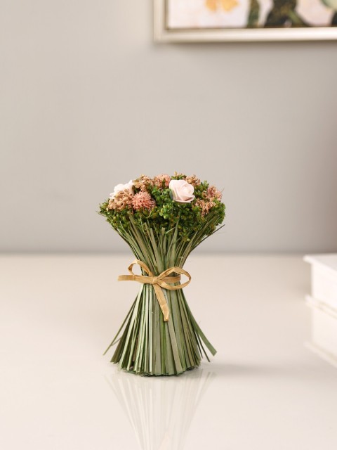 

HomeTown Peach & Green Rose Artificial Flower Bunch