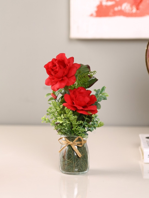 

HomeTown Red & Green Artificial Flowers With Pot