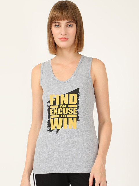 

V2 Value & Variety Women Grey & Yellow Printed Cotton Innerwear Vest