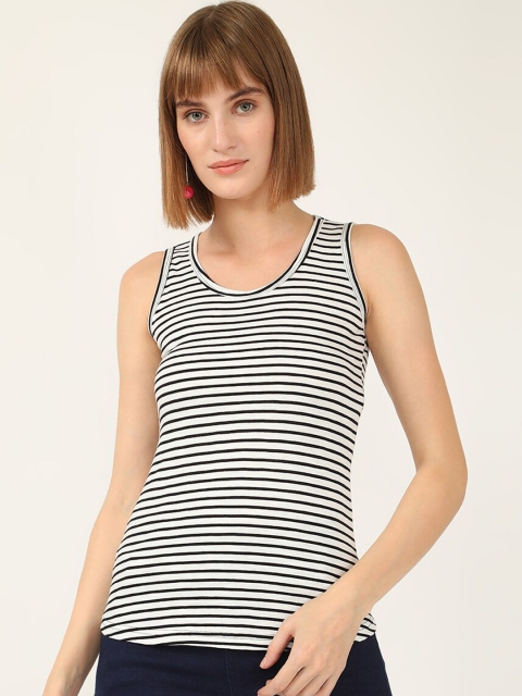 

V2 Value & Variety Women Black & White Striped Cotton Innerwear Vest