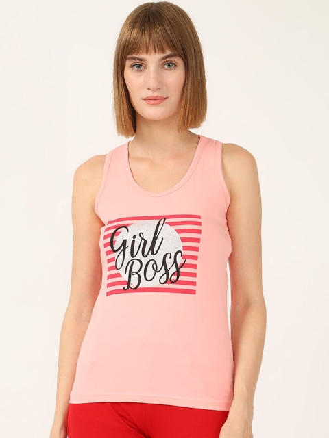 

V2 Value & Variety Women Peach & Pink Printed Cotton Innerwear Vest
