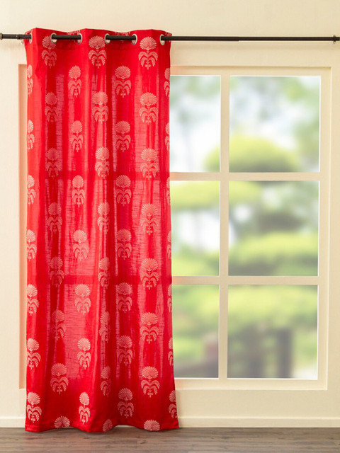 

Home Centre Red & White Floral Jacquard Door Curtain