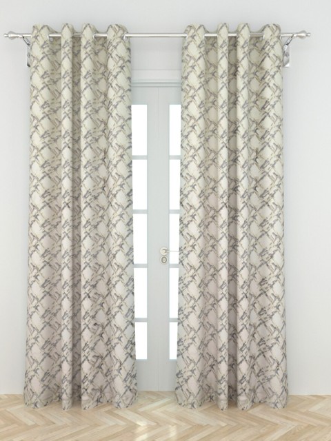 

Home Centre Beige & Grey Set of 2 Jacquard Semi-Blackout Door Curtain